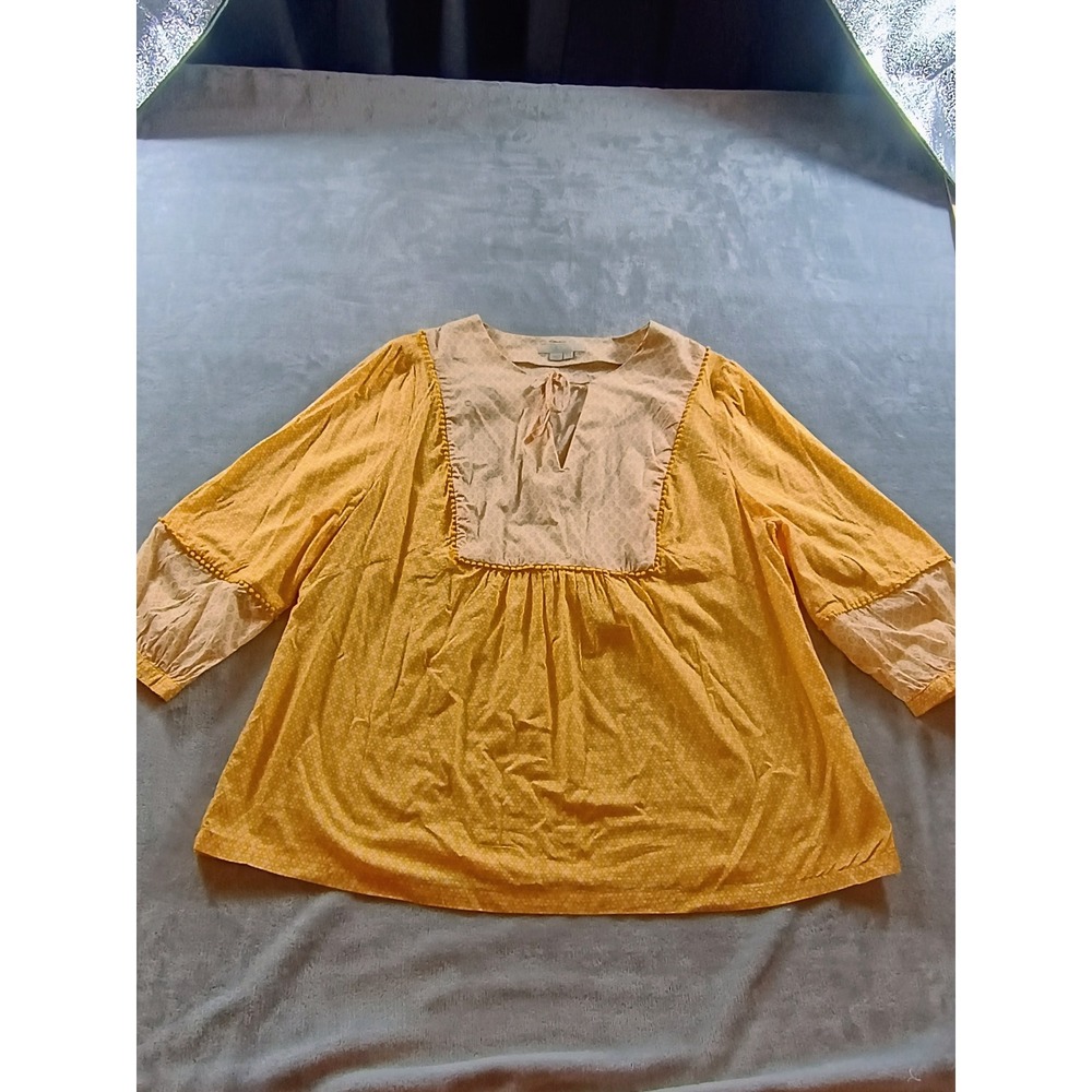 Boden Womens Tunic Blouse Yellow sz 16 Peasant Pullover Cottagecore Boho